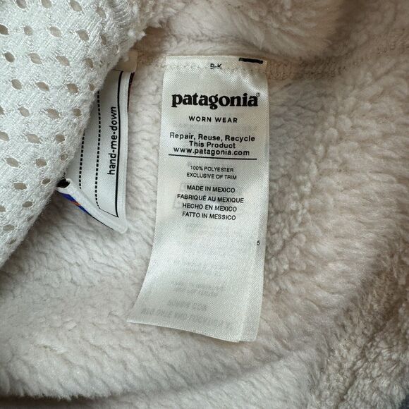 Patagonia Girls XL 14 Ivory Re-Tool Snap T Fleece Pullover Polartec Jacket - Picture 6 of 11